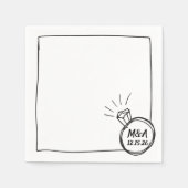 ミニマリストダイヤモンド結婚リングや輪婚約パーティ スタンダードカクテルナプキン (正面)