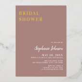 ミニマリストダスティバラとホワイトブライダルシャワー 箔招待状 (正面)