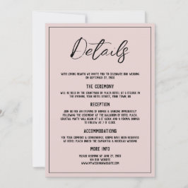 ミニマリストダスティピンク詳細結婚式招待状 招待状