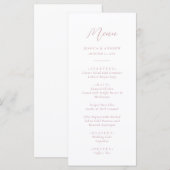 ミニマリストダスティピンク&ホワイトシンプルズ結婚メニュー メニュー (正面/裏面)