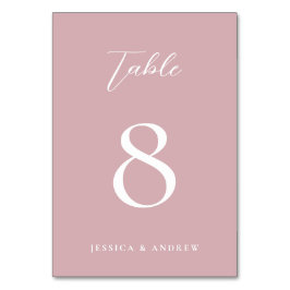 ミニマリストダスティピンク&ホワイトシンプル結婚ズ テーブルナンバー