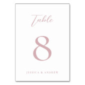 ミニマリストダスティピンク&ホワイトシンプル結婚ズ テーブルナンバー (裏面)