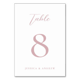 ミニマリストダスティピンク&ホワイトシンプル結婚ズ テーブルナンバー