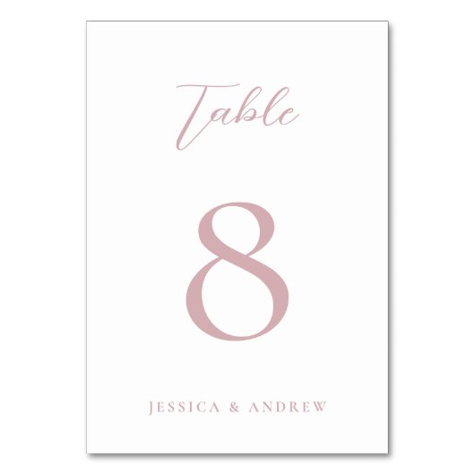 ミニマリストダスティピンク&ホワイトシンプル結婚ズ テーブルナンバー (正面)
