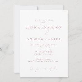 ミニマリストダスティピンク&ホワイトシンプル結婚ズ 招待状