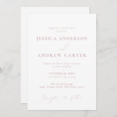 ミニマリストダスティピンク&ホワイトシンプル結婚ズ 招待状 (正面/裏面)