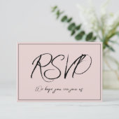 ミニマリストダスティピンクRSVP招待状 出欠カード (スタンド正面)