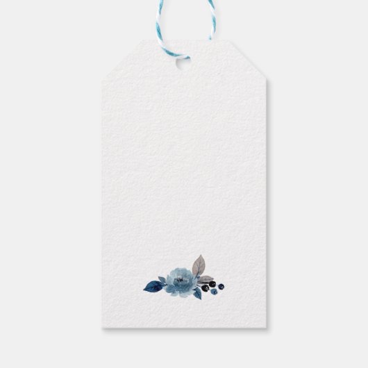 ミニマリストダスティブルーとネイビーフローラ ギフトタグ (裏面)