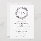 ミニマリストダスティブルーウィンターリース 招待状 (正面)