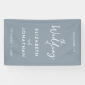 ミニマリストダスティブルーエレガントなウェディングウェルカム 横断幕 (横)