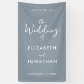 ミニマリストダスティブルーエレガントなウェディングウェルカム 横断幕 (縦)