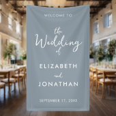 ミニマリストダスティブルーエレガントなウェディングウェルカム 横断幕