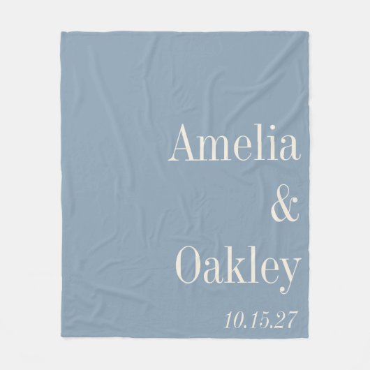 ミニマリストダスティブルーエレガントウェディングカスタム フリースブランケット (正面)