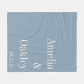 ミニマリストダスティブルーエレガントウェディングカスタム フリースブランケット (正面(横))