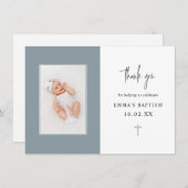 ミニマリストダスティブルークロスフォトバプティスマ サンキューカード (正面/裏面)