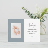 ミニマリストダスティブルークロスフォトバプティスマ サンキューカード (スタンド正面)