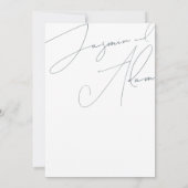 ミニマリストダスティブルースクリプト結婚タイポグラフィ 招待状 (裏面)