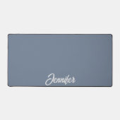 ミニマリストダスティブルーネームスクリプトタイポグラフィ デスクマット (正面)