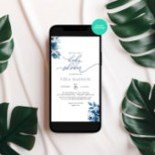 ミニマリストダスティブルーフローラ冬季ベビーシャワー 招待状