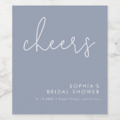 ミニマリストダスティブルーブライダルシャワー ワインラベル (シングルラベル)