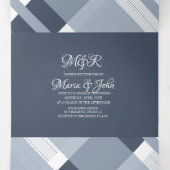 ミニマリストダスティブループレイドリングや輪結婚ロゴ 三つ折り招待状 (内部中)