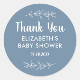 ミニマリストダスティブルーベビーシャワーありがとう ラウンドシール