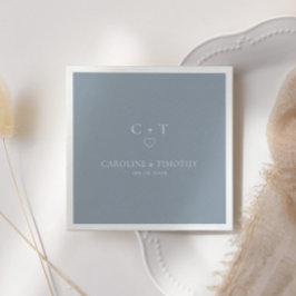 ミニマリストダスティブルーモノグラム結婚イニシャル スタンダードカクテルナプキン