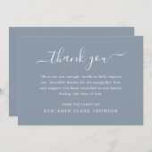 ミニマリストダスティブルー葬儀死別悔やみや弔慰 サンキューカード (正面/裏面)