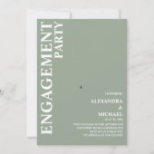 ミニマリストダスティージュグリーン文字ベース婚約 招待状 (正面)