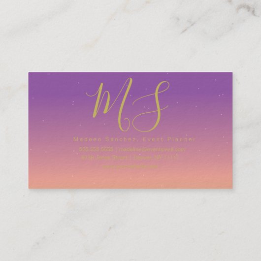 ミニマリストダブルリムゴールドフォイルグラディエントパープル 名刺 (裏面)