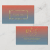 ミニマリストダブルリムゴールドフォイルグラデーションオレンジ 名刺 (正面/裏面)