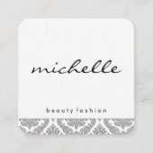 ミニマリストダマスクアクセントキュラッシブ文字 スクエア名刺 (正面)