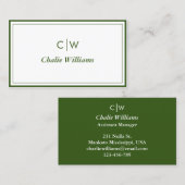 ミニマリストダークオリーブグリーン縁ど, 2 名刺 (正面/裏面)