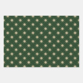 ミニマリストダークグリーンエレガント金ゴールドスターバスト ラッピングペーパーシート (正面3)
