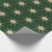 ミニマリストダークグリーンエレガント金ゴールドスターバスト ラッピングペーパー (角)