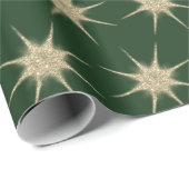 ミニマリストダークグリーンエレガント金ゴールドスターバスト ラッピングペーパー (ロールコーナー)