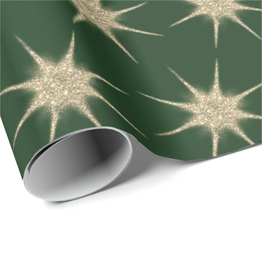 ミニマリストダークグリーンエレガント金ゴールドスターバスト ラッピングペーパー (ロールコーナー)