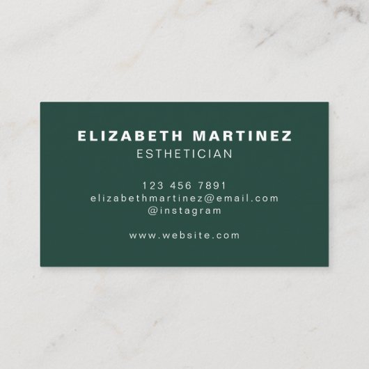 ミニマリストダークグリーンモダンプロフェッショナルカスタム 名刺 (裏面)