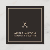 ミニマリストダークグレーパステルシザーズヘアスタイリスト スクエア名刺 (正面)