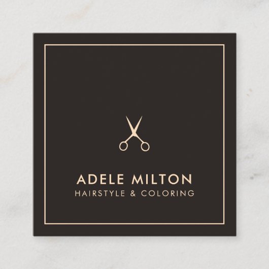 ミニマリストダークグレーパステルシザーズヘアスタイリスト スクエア名刺 (正面)