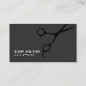 ミニマリストダークグレーブラックシザーズヘアサロン 名刺 (正面)