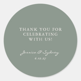ミニマリストダークセージ緑のスクリプトカスタムありがとう ラウンドシール
