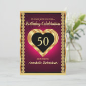 ミニマリストダークパープルと金ゴールドエレガント誕生日 招待状 (スタンド正面)