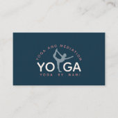 ミニマリストダークブルーピンクシンプルヨガスタジオ 名刺 (正面)