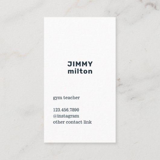 ミニマリストダークブルーホワイトケトルベルジム 名刺 (裏面)