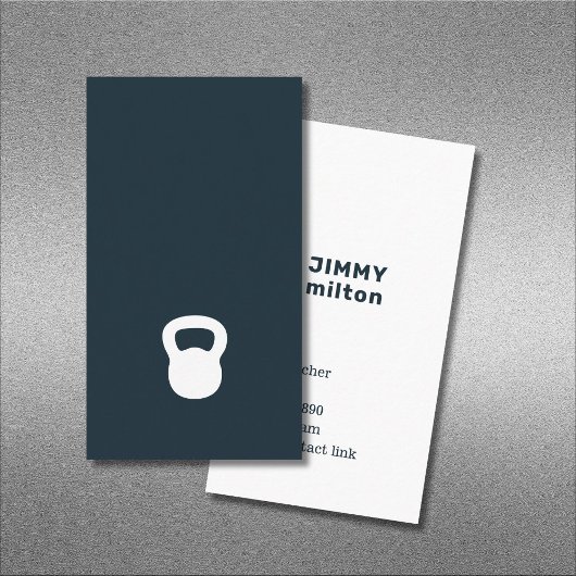ミニマリストダークブルーホワイトケトルベルジム 名刺