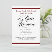 ミニマリストダークレッド&ホワイト25年クラス懇親会 招待状 (スタンド正面)