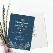 ミニマリストダーク素朴ブルー結婚式招待状 招待状