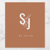 ミニマリストダーク・テラコッタボヘミアン結婚ズ ワインラベル (シングルラベル)