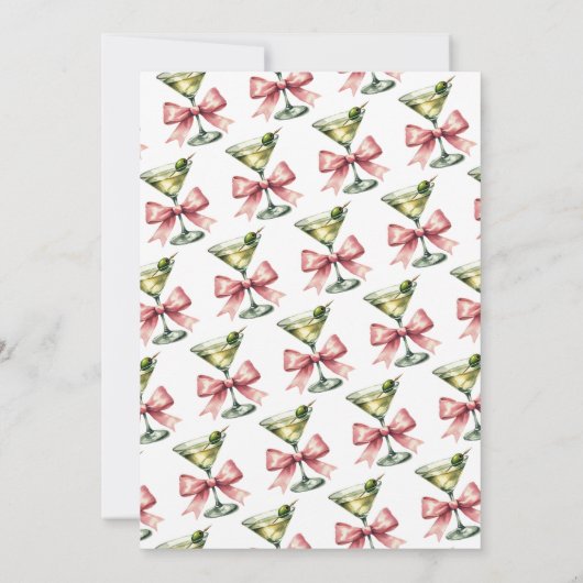 ミニマリストダーティティサーティマルティニピンクボウ誕生日 招待状 (裏面)